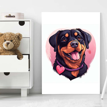 Cute Valentine Puppy Heart, Valentine Dog Canvas Print, Cute Rottweiler Love Canvas Wall Art, Valentine's Dog Painting, Valentine's Canvas, Pet Lover, Valentines Gift